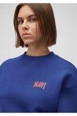 MAVİ LOGO KISA SWEATSHIRT KADIN LOGO T-SHIRT