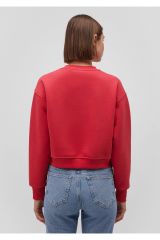 MAVİ LOGO KISA SWEATSHIRT KADIN LOGO T-SHIRT