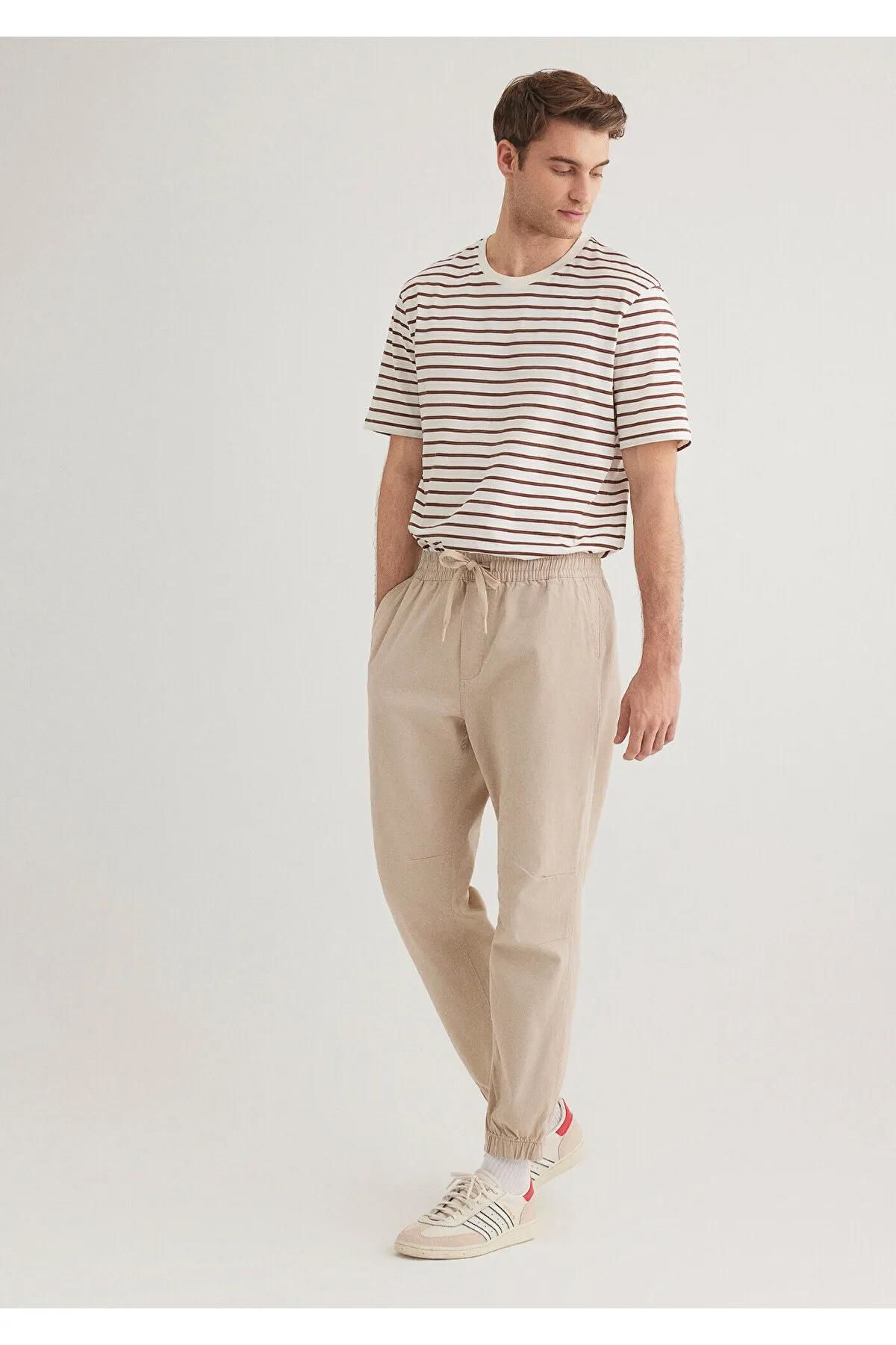 MAVİ BELİ LASTİKLİ PANTOLON ERKEK JOGGER PANTOLON