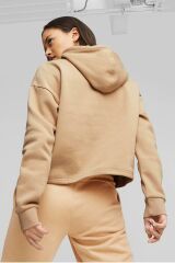 Puma ESS Cropped Logo Hoodie FL Kadın Sweatshirt Sand Dune