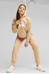 Puma ESS Cropped Logo Hoodie FL Kadın Sweatshirt Sand Dune