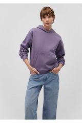 MAVİ KAPİŞONLU SWEATSHIRT KADIN BASIC