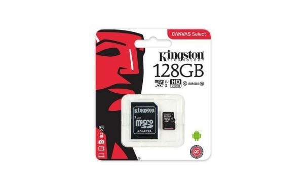 Kingston 128GB Micro Sd Canvas Select Plus 100R A1 C10 Card + ADP Hafıza Kartı