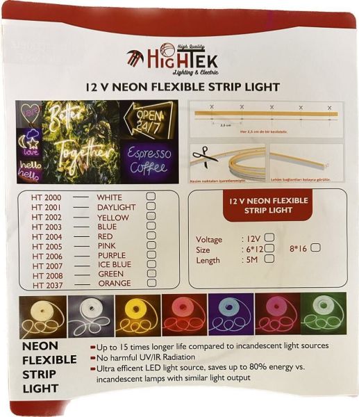 NEON LED 12 VOLT YEŞİL 6X12MM 5MT HİGHTEK