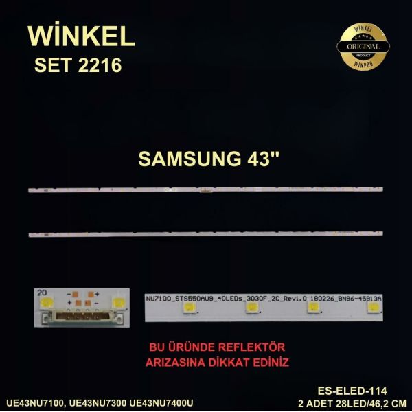 LCD LED-2216 2 Lİ ÇUBUK-UE43RU7445UXXC,UE43NU7400U-ELED114-WİNKEL