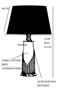 Vinner Doha Eskitme Gövde Işıklı Metal Abajur - Haki Yeşil