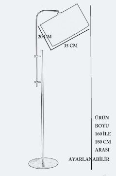 Vinner Krom Kaplama Asansörlü Mermer Tabanlı Metal Lambader - Krom Şeritli Beyaz