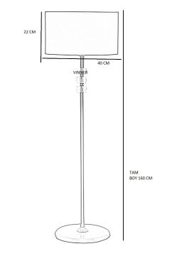 Vinner Lille Krom Kaplama Üçlü Kare Kristal Detaylı Metal Lambader - Pre Gri