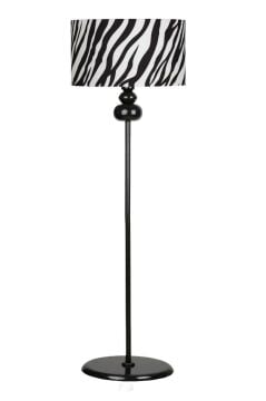 Vinner Balance Siyah Kaplama Özel Tasarım Metal Lambader - Zebra Desenli