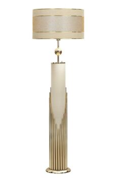 Vinner Doha Gold Kaplama Gövde Işıklı Özel Tasarım Metal Lambader - Çift Gold Şeritli Mataro