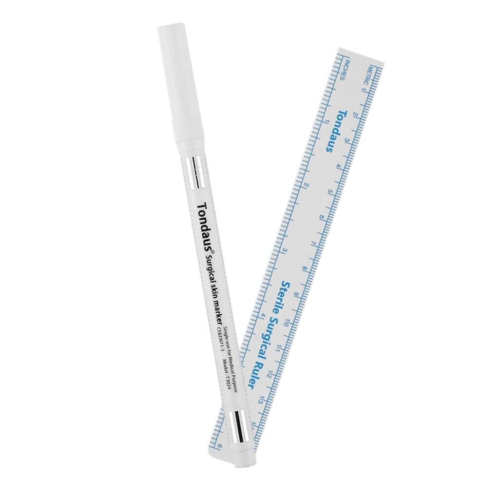 Beyaz Kalıcı Makyaj İşaretleme Kalemi ve CetvelMicroblading, Lazer Epilasyon Çizim Kalemi