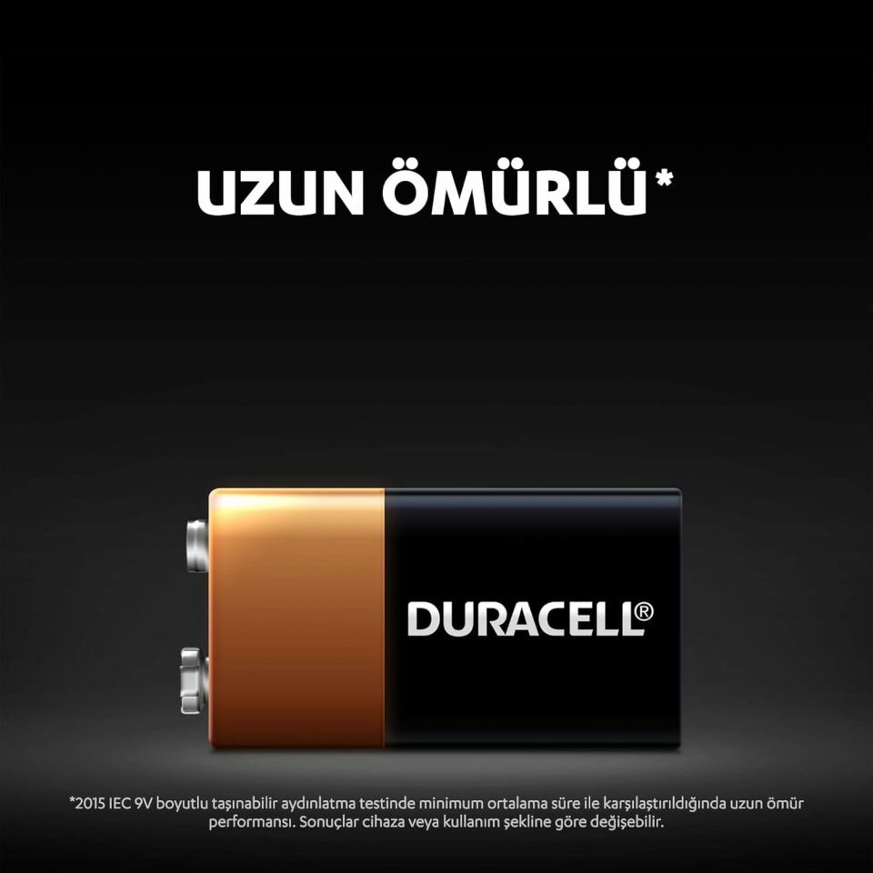 Duracell Alkalin 9 V, 6LR61/MN1604 1'li Paket Pil