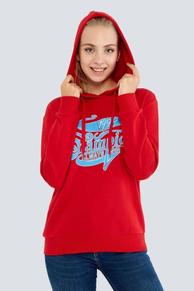 Kapüşonlu Baskılı Sweatshirt