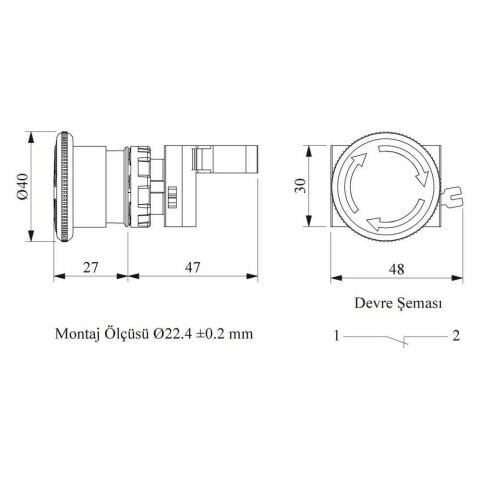 EMAS CP200E C PL MANTAR KAFA. ŞOKLU ACİL STOP BUT. 40 MM
