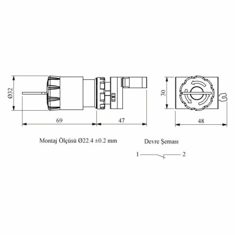 EMAS CP200EA30 C PL. STOP ANAHTARLI ŞOKLU EMNİYET BUTONU 30 MM