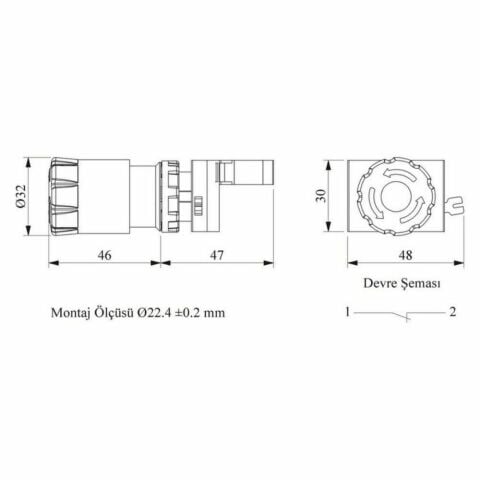 EMAS CP200ES30 C PLASTİK STOP IŞIKLI ŞOKLU EMNİYET BUTONU 30 MM