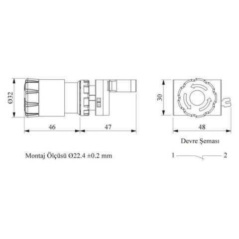 EMAS CP200ES30 C PLASTİK STOP IŞIKLI ŞOKLU EMNİYET BUTONU 30 MM