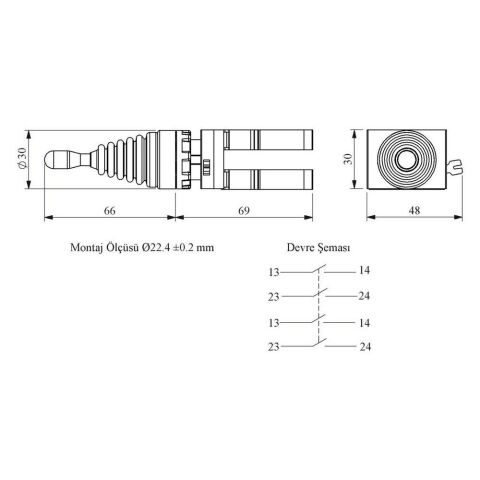 EMAS CP707DJ40 C PLASTİK JOYİSTİK 4 POZ KALICILI