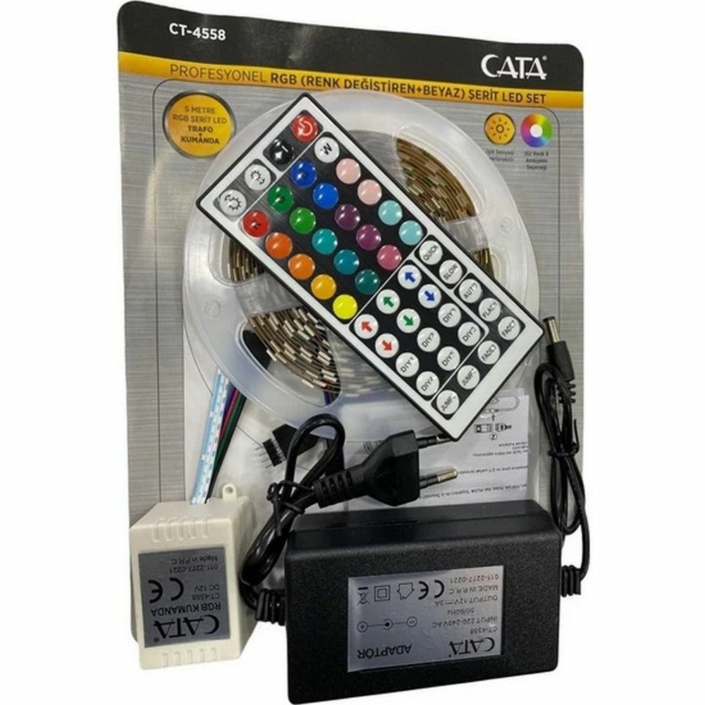 CATA RGB ŞERİT LED SETİ 5 MT RGB LED 15 RENK + TRAFO + RGB KUMANDA