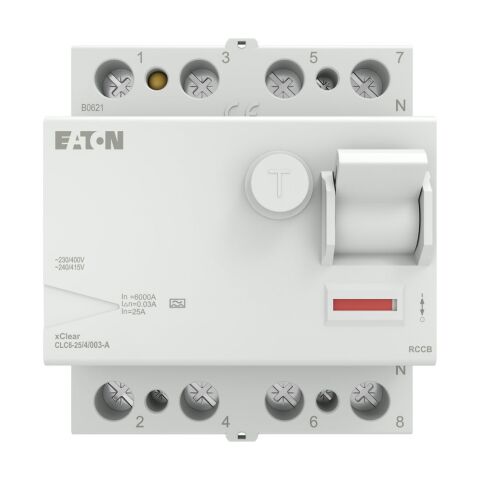 EATON CLC6-25/4/003-A Artık Akım Devre Kesiciler (A tipi) 4x25A, 6kA, 30mA-EATON