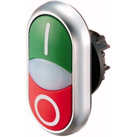 EATON 216700 BUTON AKSESUARI: İKİLİ BUTON KAFASI, YAYLI, YEŞİL (I) / KIRMIZI (0)
