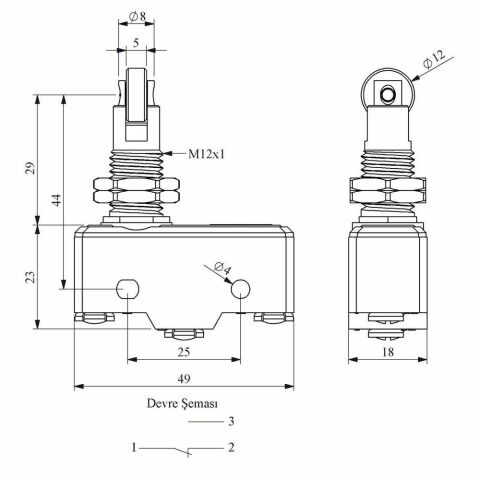 EMAS MN1MUM8 MİNİ SİVİÇ EKSENE DİK PİMLİ METAL MAKARALI
