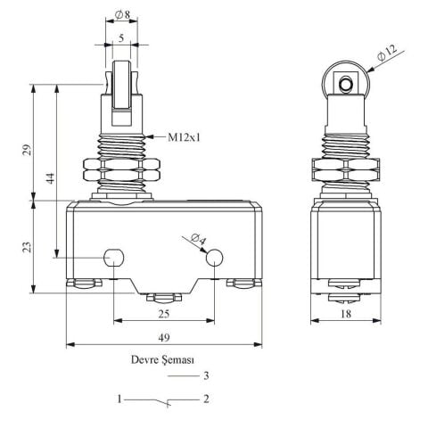 EMAS MN1MUM8 MİNİ SİVİÇ EKSENE DİK PİMLİ METAL MAKARALI