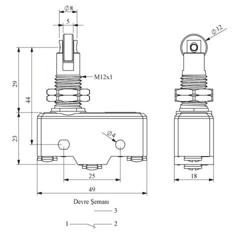 EMAS MN1MUM8 MİNİ SİVİÇ EKSENE DİK PİMLİ METAL MAKARALI