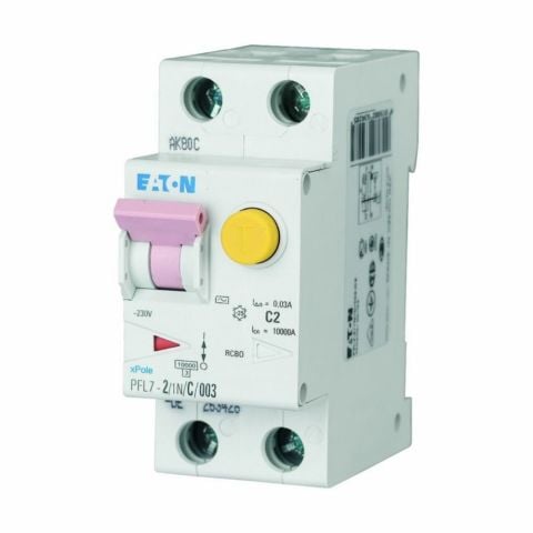 EATON PFL7-2/1N/C/003-A AŞIRI AKIM KORUMALI ARTIK AKIM DEVRE KESİCİLER (A TİPİ) - 10KA, C, 30MA, 1X2A+N