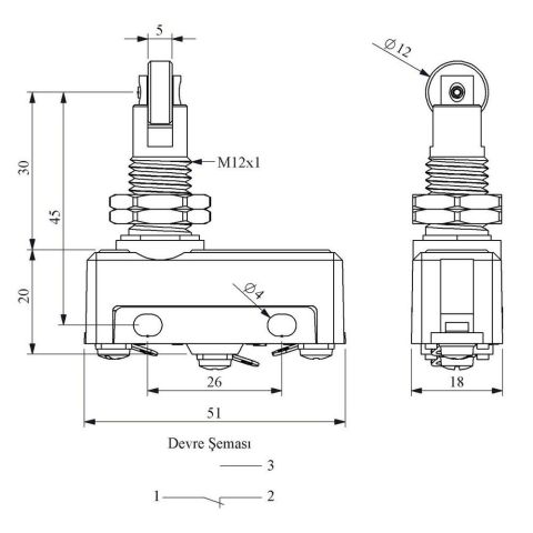 EMAS MN2MUM8 MİNİ SİVİÇ TİP 2 PİMLİ EKS.DİK METAL MAK.