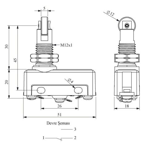 EMAS MN2MUM8 MİNİ SİVİÇ TİP 2 PİMLİ EKS.DİK METAL MAK.