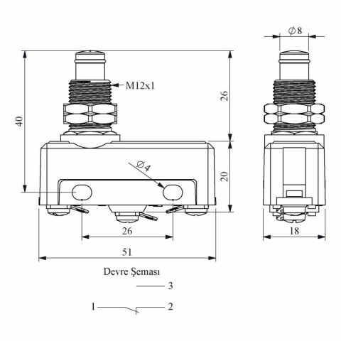 EMAS MN2PUM9 MİNİ SİVİÇ TİP 2 KALIN UZUN METAL PİMLİ