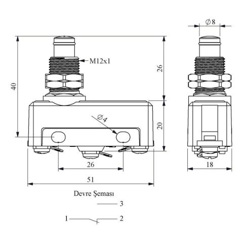 EMAS MN2PUM9 MİNİ SİVİÇ TİP 2 KALIN UZUN METAL PİMLİ