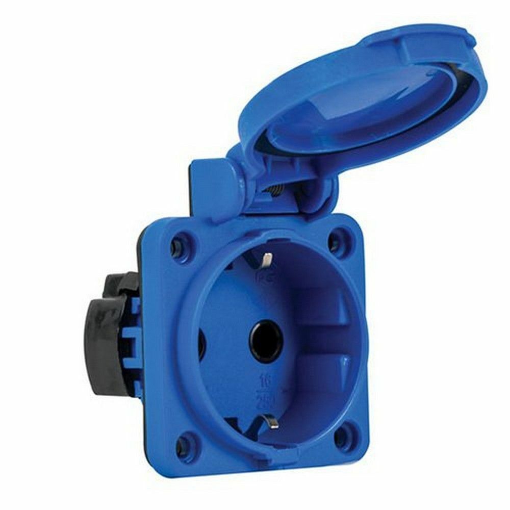 METE ENERJİ 1X16A. PANO PRİZİ ÜST YAN GİRİŞ CONT. KAPAKLI MAVİ 404030ST06