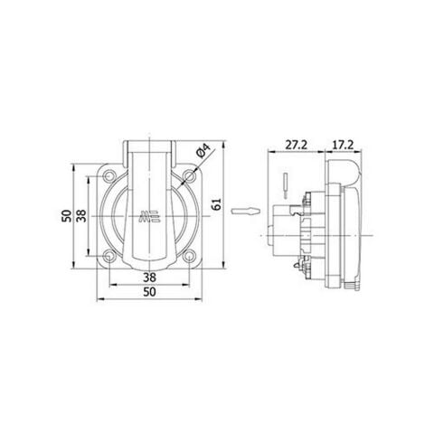 METE ENERJİ 1X16A. PANO PRİZİ ÜST YAN GİRİŞ CONT. KAPAKLI MAVİ 404030ST06