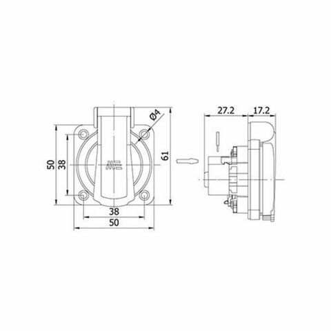 METE ENERJİ 1X16A. PANO PRİZİ ÜST YAN GİRİŞ CONT. KAPAKLI MAVİ 404030ST06