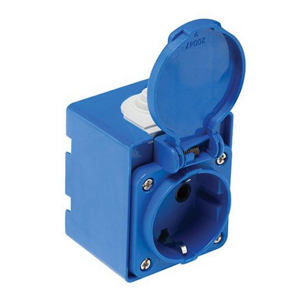 METE ENERJİ 1X16A.PANO PRİZ+ KASA (RAY MONTAJ ELEMANLI) MAVİ 40403706