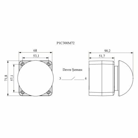 EMAS P1C300M72 SİYAH-GRİ PL.KUTU 72 MM MANTAR START