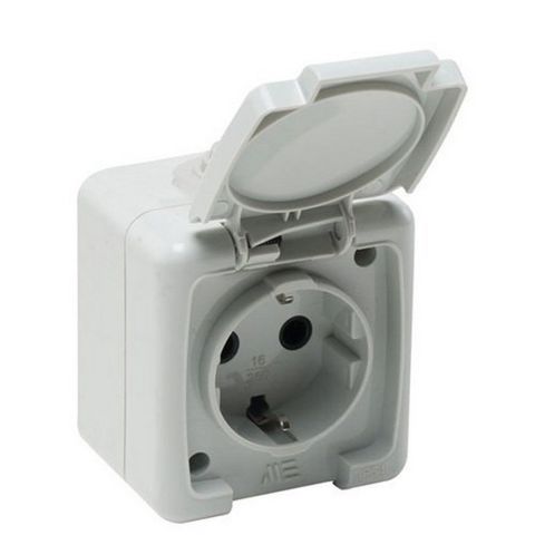 METE ENERJİ NEMLİYER KAPAKLI TOPRAKLI PRİZ GRİ 40500505