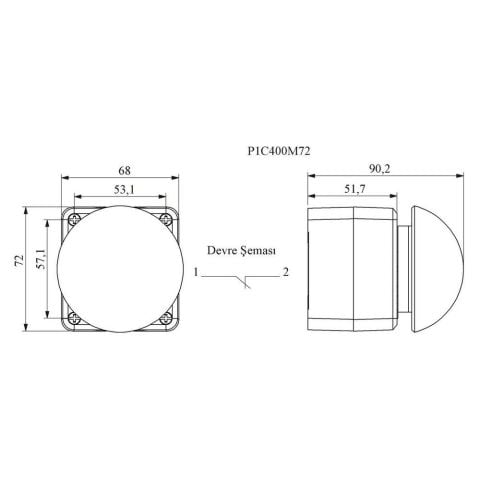 EMAS P1C400M72 SİYAH-GRİ PL.KUTU 72 MM MANTAR
