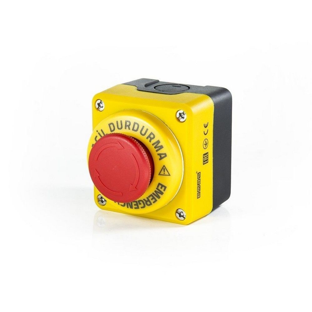EMAS P1EC400E40 SARI-SİYAH PL.KUTU TEKLİ STOP EMNİYET