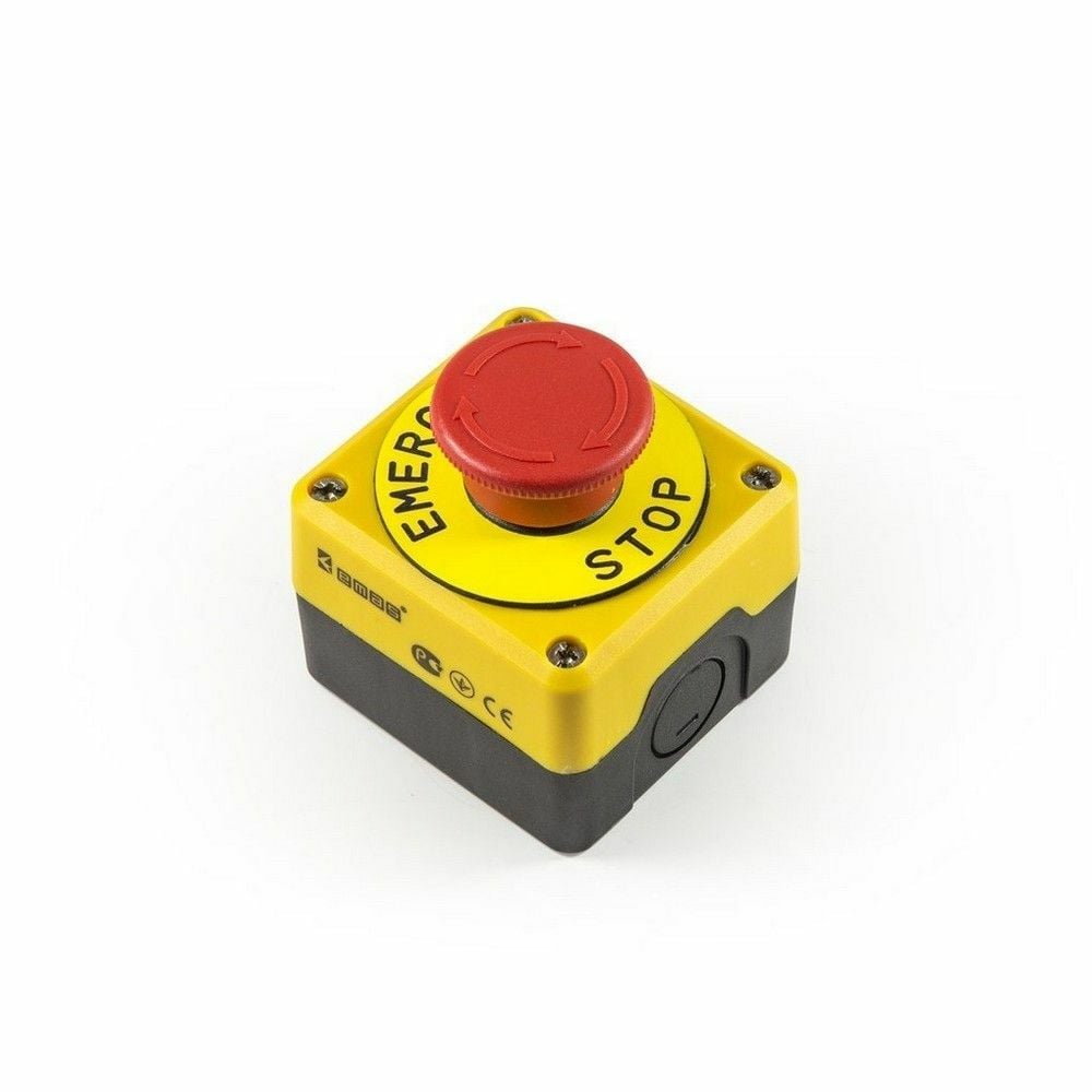 EMAS P1EC400E40K SARI-SİYAH PL.KUTU TEKLİ STOP EMN.ETİKETLİ