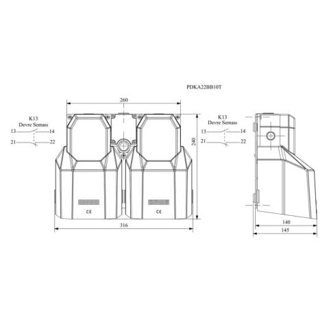 EMAS PDKA22BB10 PEDAL 2'Lİ (1NA+1NK) , (1NA+1NK) AKS