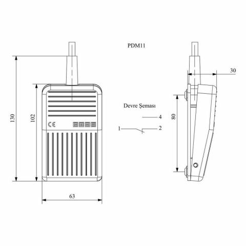 EMAS PDM11 MİNİ PEDAL 1M KABLOLU