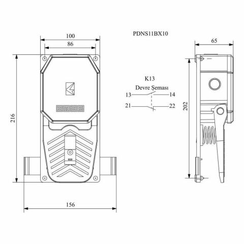 EMAS PDNS11BX10 PL PEDAL NORMAL (1NA+1NK)