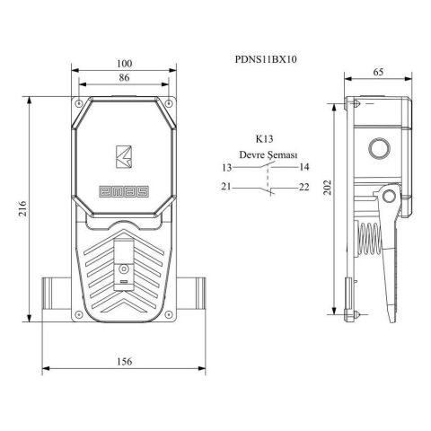 EMAS PDNS11BX10 PL PEDAL NORMAL (1NA+1NK)