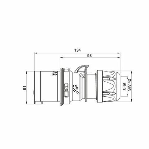 METE ENERJİ 5X16A. IP44 DÜZ FİŞ 406105