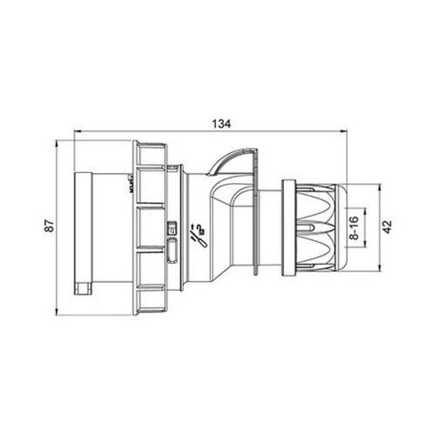 METE ENERJİ 5X16A. IP67 DÜZ FİŞ.-(VİDALI BAĞL.) 406106V