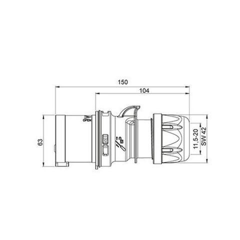 METE ENERJİ 3X32A. IP44 DÜZ FİŞ 406107
