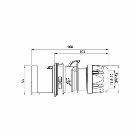 METE ENERJİ 3X32A. IP44 DÜZ FİŞ 406107